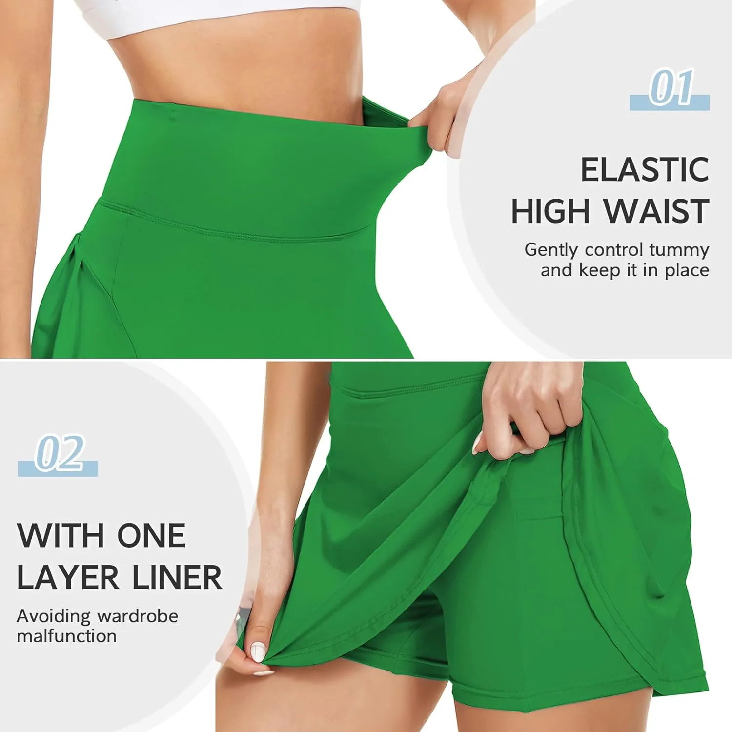 Century Star High Waisted Tennis Skirts for Women with Pockets and Shorts Womens Mini Athletic Golf Sports Running Skort