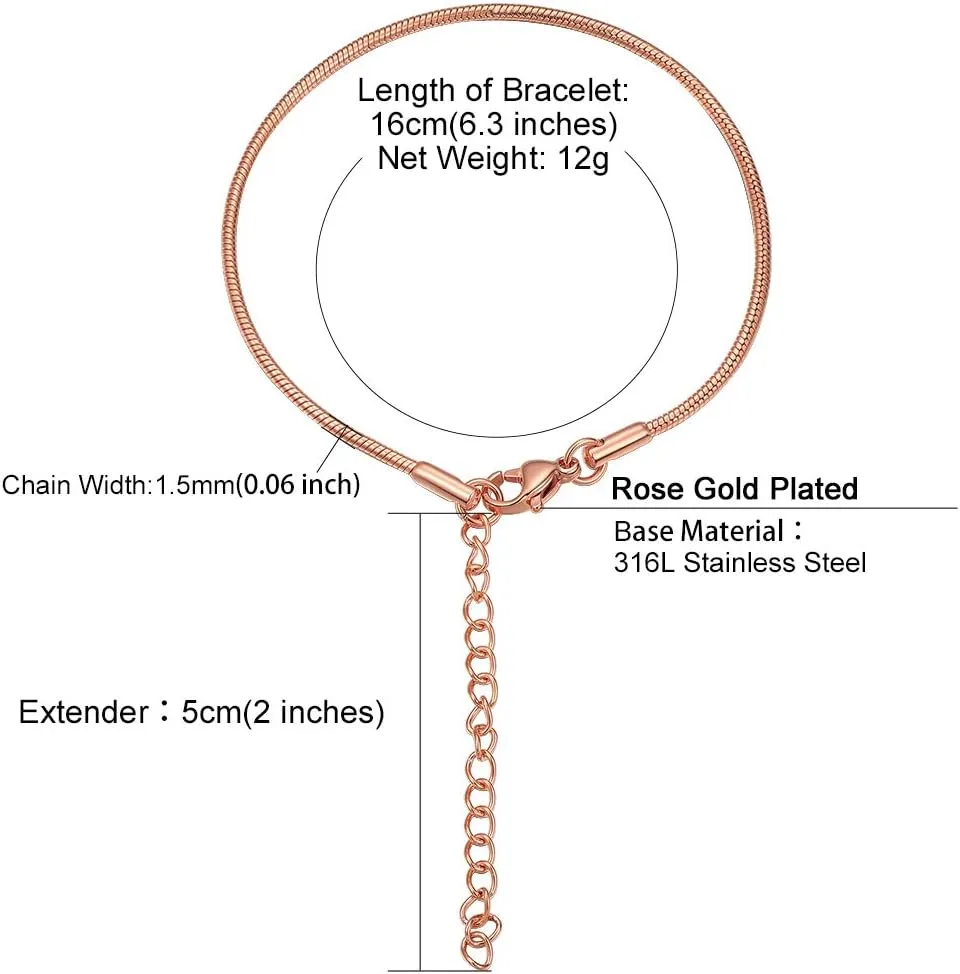 ChainsHouse Stainless Steel Herringbone Flat Chain Bracelets for Women,18K Gold/Rose Gold/Black Metal Paperclip/Snake/Cuban/Figaro Sterling Silver Link Charm Bracelet, 16 5cm Adjustable, With Gift Box