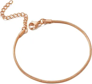 ChainsHouse Stainless Steel Herringbone Flat Chain Bracelets for Women,18K Gold/Rose Gold/Black Metal Paperclip/Snake/Cuban/Figaro Sterling Silver Link Charm Bracelet, 16 5cm Adjustable, With Gift Box