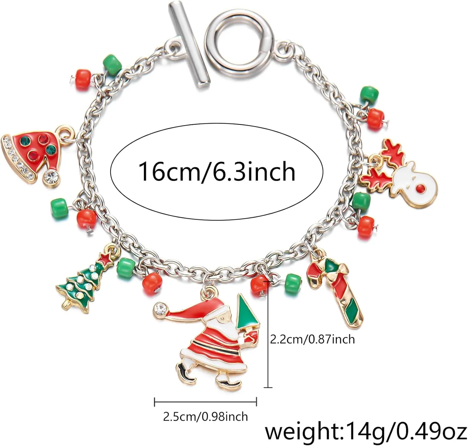 Christmas Bracelet for Women Christmas Tree Santa Claus Christmas Snowflake Bracelet Gold Silver Christmas Charm Bracelet Xmas Bracelet Cute Cartoon Friendship Bracelets Christmas Birthday New Year Jewelry