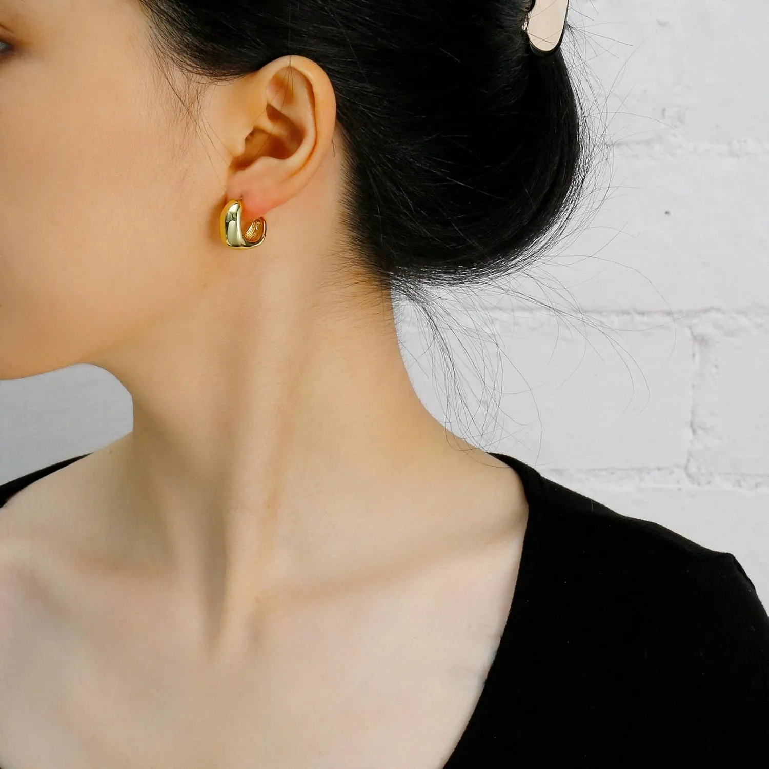 Chunky Gold Dangle Earrings For Women Gold Plated Statement Earrings Large Minimalist Geometric Long Triangle Exaggerated Stud Earring For Women Trendy