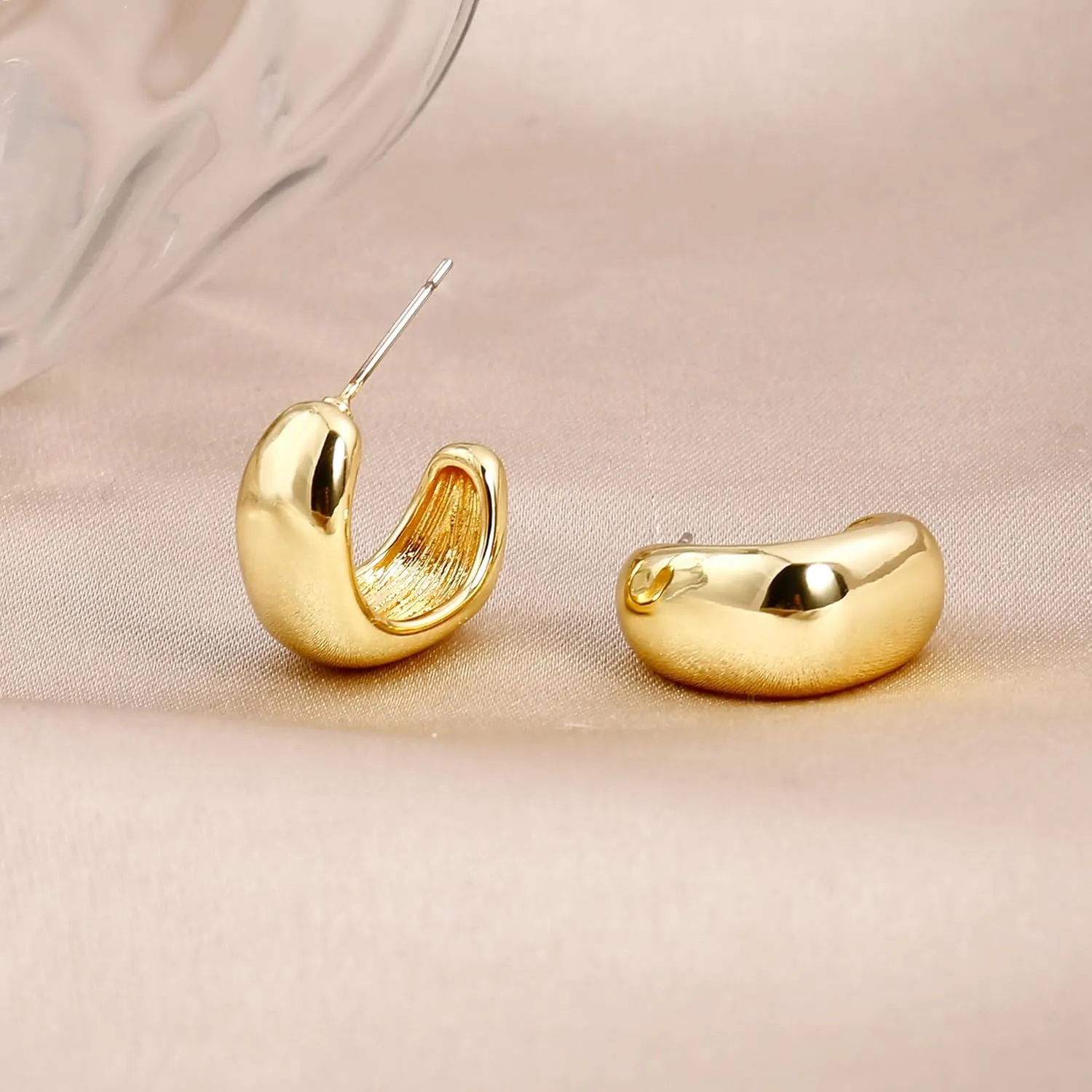 Chunky Gold Dangle Earrings For Women Gold Plated Statement Earrings Large Minimalist Geometric Long Triangle Exaggerated Stud Earring For Women Trendy