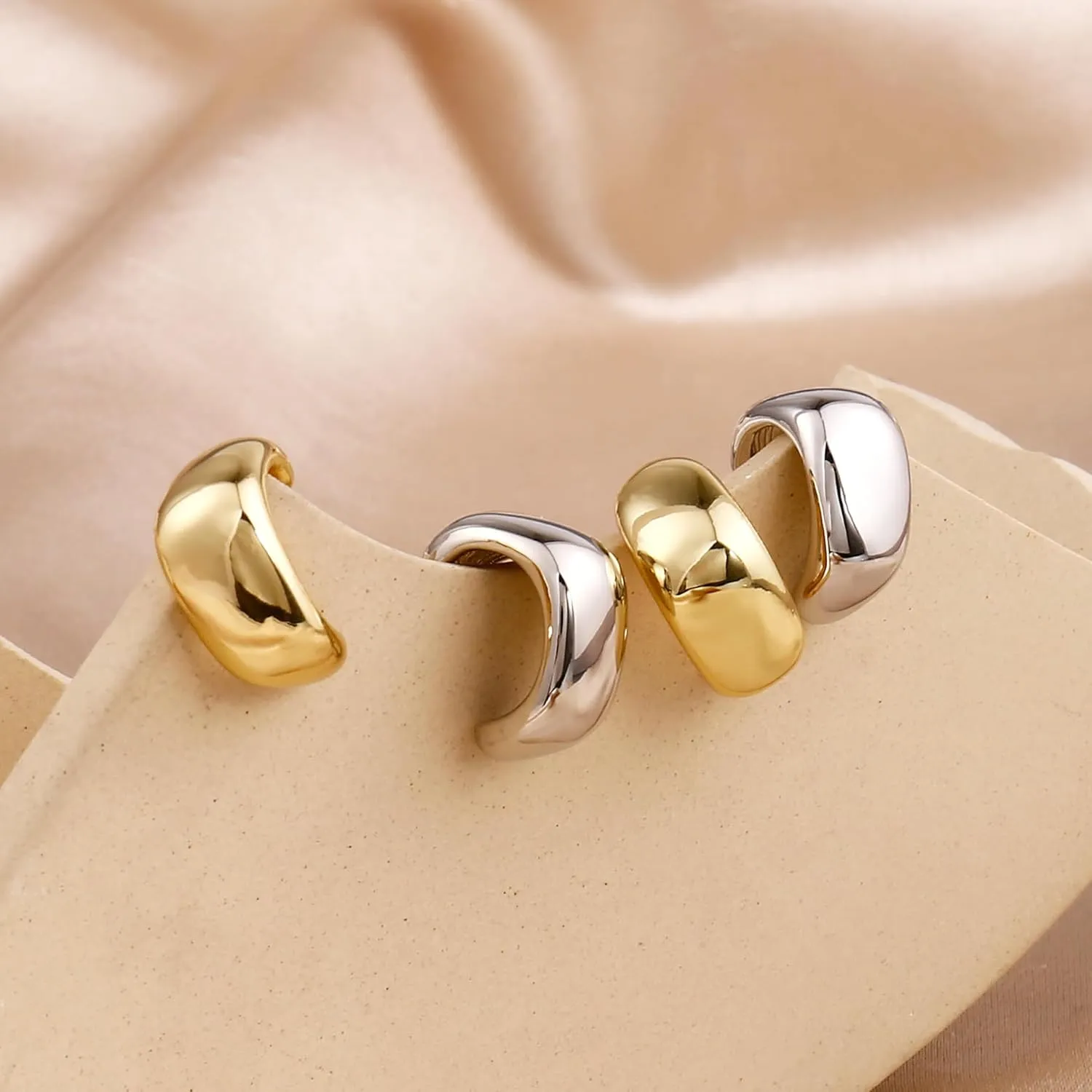 Chunky Gold Dangle Earrings For Women Gold Plated Statement Earrings Large Minimalist Geometric Long Triangle Exaggerated Stud Earring For Women Trendy