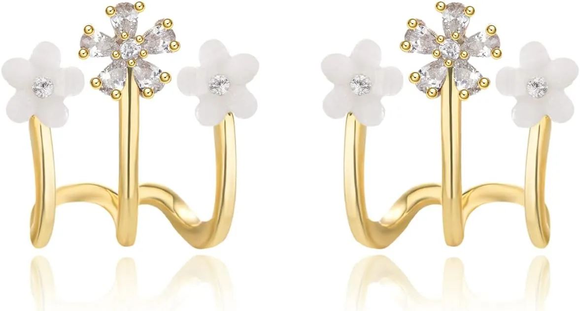 Claw Earrings Cuff for Women Zircon Stud Ear Cuffs Hoop Earrings That Look Like Multiple Piercings Multi Hoop Tiny Ear Wrap Cuff Piercing Studs Earrings for Women