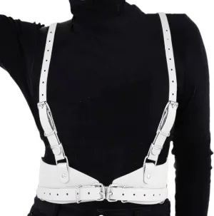 CLOACE Punk Waist Belt Gothic Black Leather Wide Waist Belts Elastic Cosplay Halloween Body Chain Accessory for Women