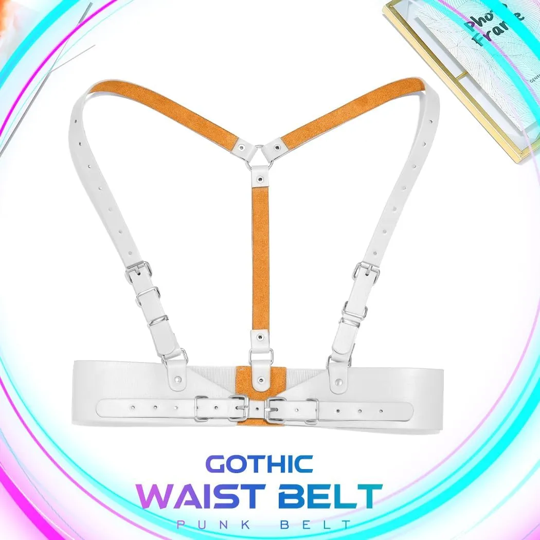 CLOACE Punk Waist Belt Gothic Black Leather Wide Waist Belts Elastic Cosplay Halloween Body Chain Accessory for Women