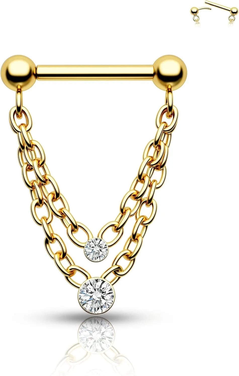 CM Crareesi Mania Chain Septum Rings 16G Double Septum Jewelry 316L Stainless Steel Threaded Septum Ring Push in Chain Septum Piercing Jewelry Dangle CZ Septum Jewelry