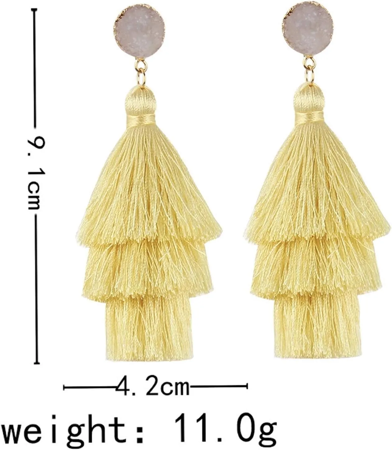 Colorful Layered Tassel Earrings Bohemian 3 Tier Fringe Statement Big Dangle Earrings Boho Handmade Braided Thread Fringe Layer Drop Earrings for Women Girls