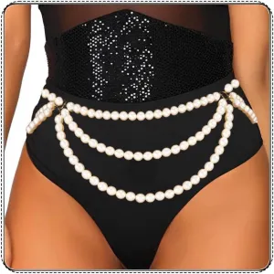 COSYDAYS Pearl Belts Waist Chain Body Jewelry for Women