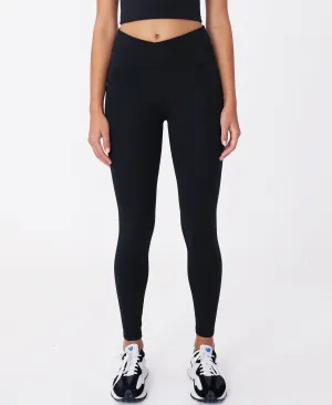 COTTON ON Women's Ultra Soft Cross Over Full Length Tight Pants Black Size X-Small