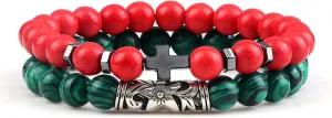 Cross Bracelets Set Hot Men Natural Wood Beads Lava Tiger Eye Stone Onyx Meditation Prayer Bracelet Women Yoga Jewelry Pulseras,Set 19