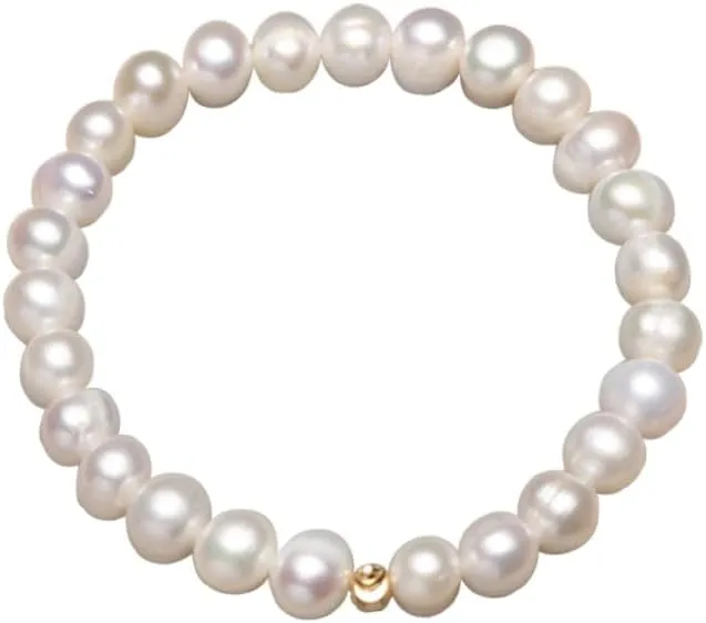 Cute Beaded Freshwater Cultured 10mm Big Shell Pearl Bracelets for Women,Dainty Handmade Bead Ball Pearl Stretch Bracelet Simple Jewelry for Woman