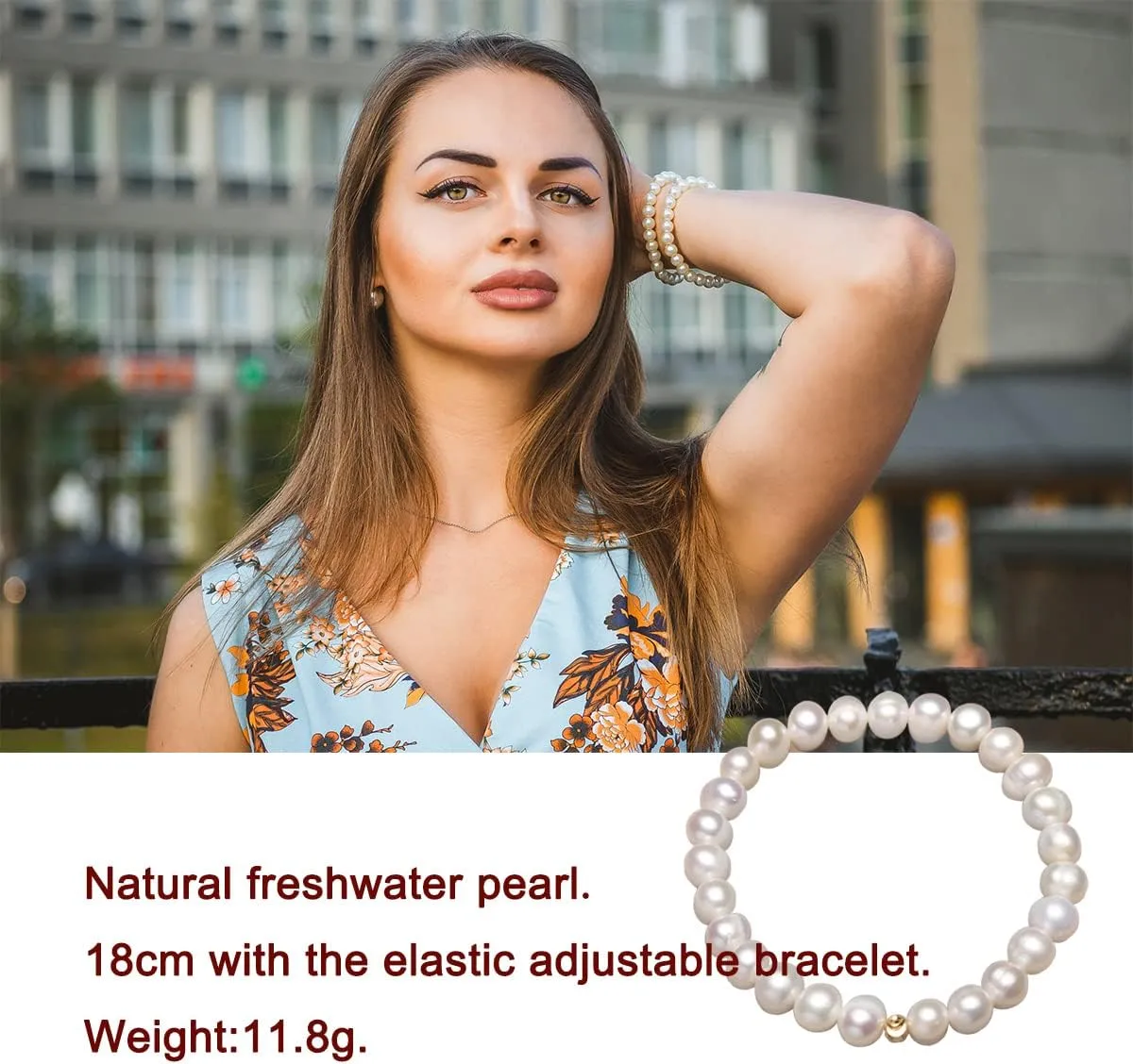 Cute Beaded Freshwater Cultured 10mm Big Shell Pearl Bracelets for Women,Dainty Handmade Bead Ball Pearl Stretch Bracelet Simple Jewelry for Woman