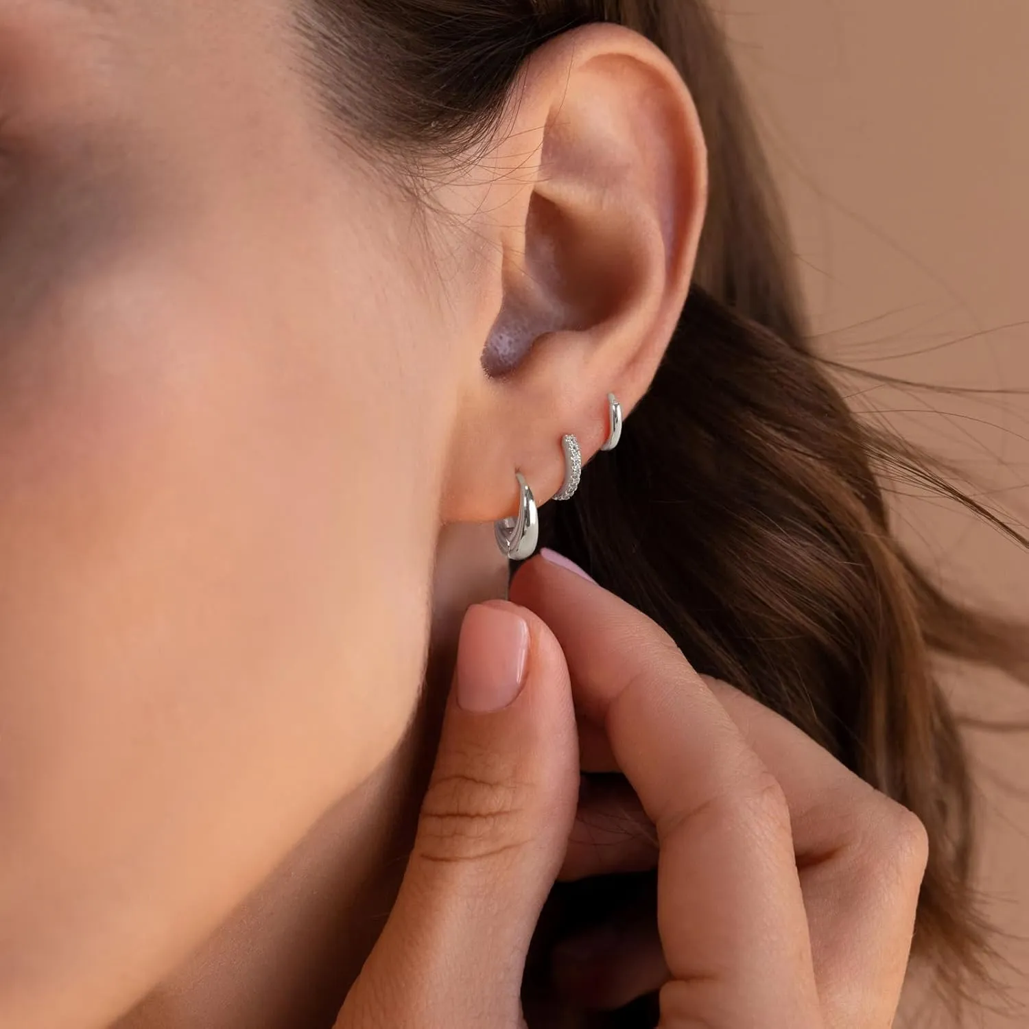 Dainty 14k Gold/925 Sterling Silver Plated Huggie Hoop Earrings Set - Trendy Gold Diamond Earrings