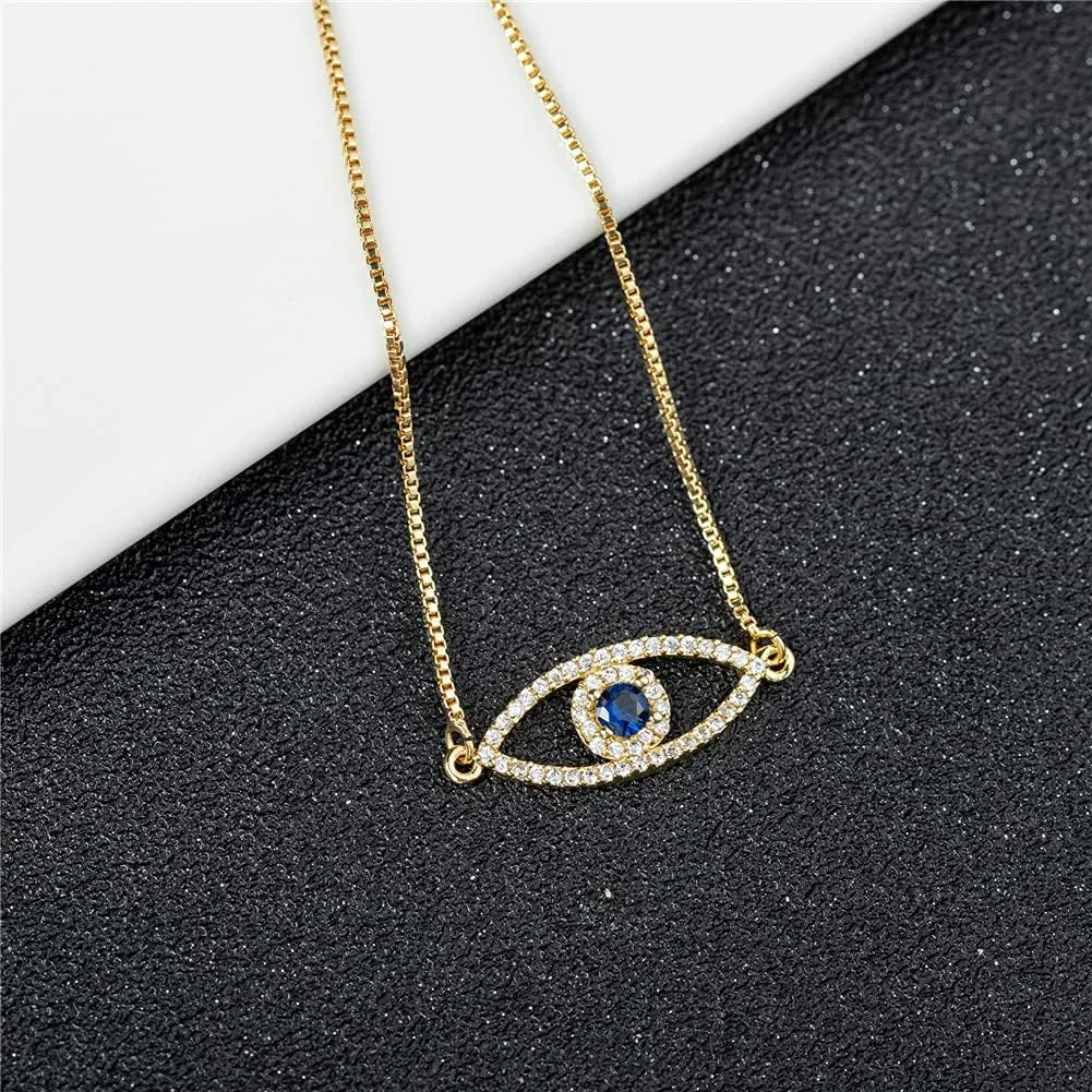 Dainty 14K Real Gold Plated Bracelet for Women Men, Adjustable Gold Chain Link Evil Eye Hamsa Hand Paperclip Butterfly Charm Bracelets for Women Jewelry