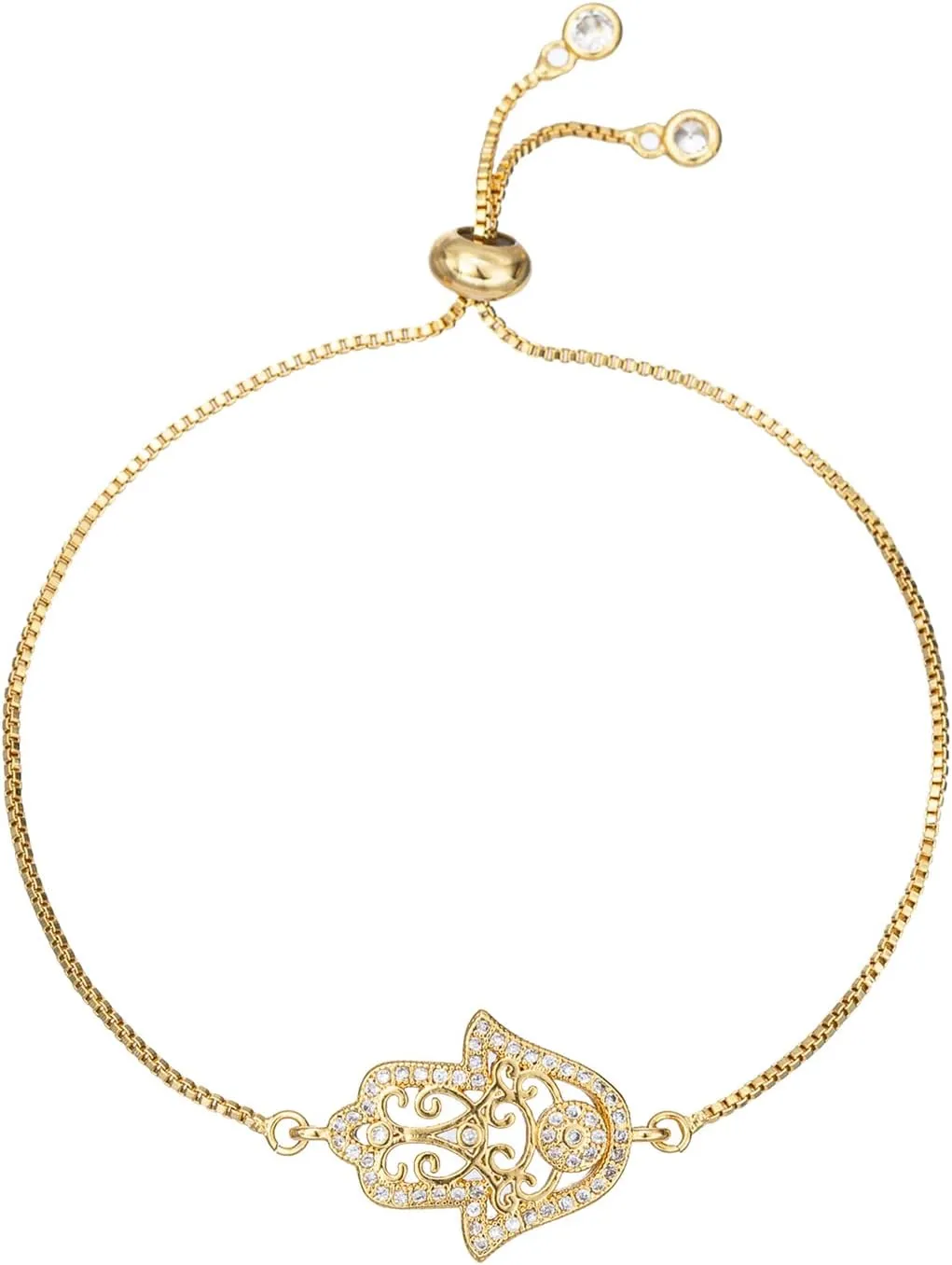 Dainty 14K Real Gold Plated Bracelet for Women Men, Adjustable Gold Chain Link Evil Eye Hamsa Hand Paperclip Butterfly Charm Bracelets for Women Jewelry