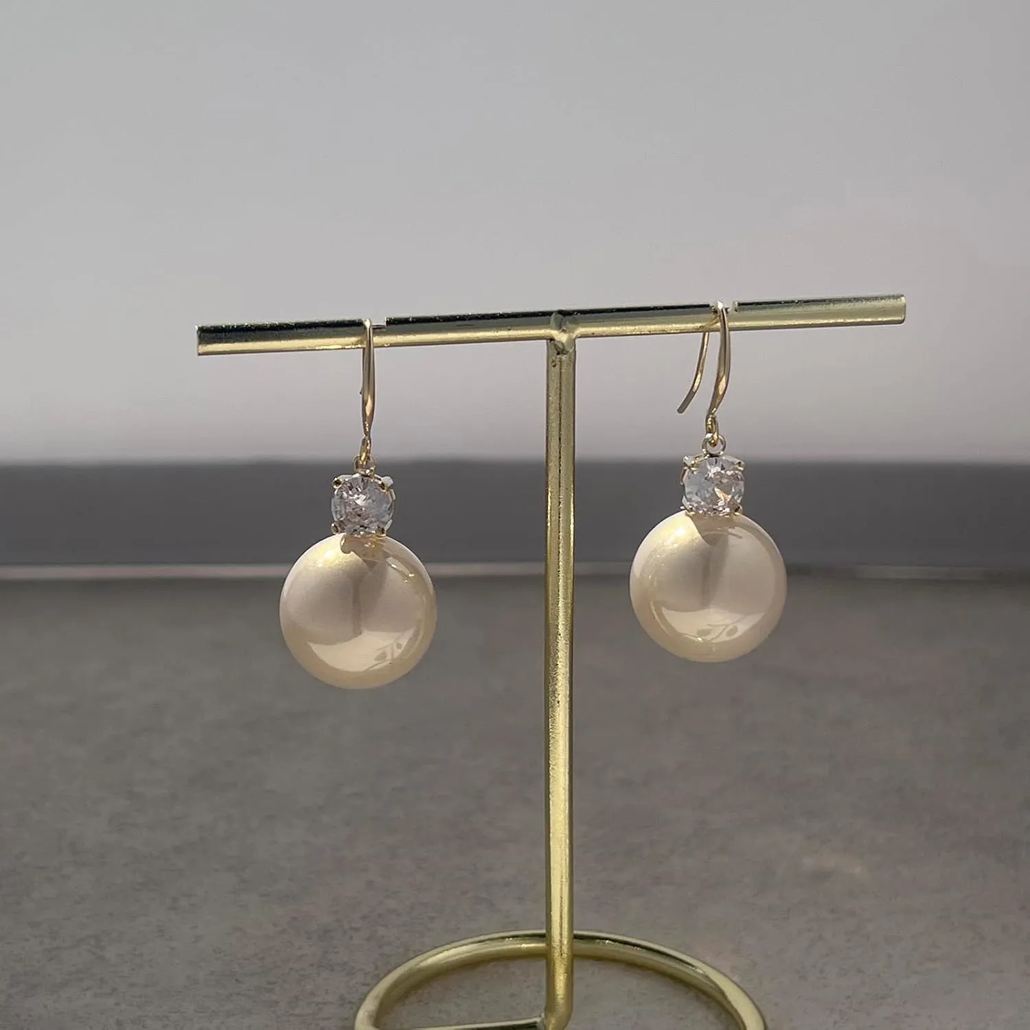 Dangle Gold Pearl Earrings for Women Trendy,14K Real Gold Plated Hoop Earrings Pearl Stud Jewelry Gifts Women