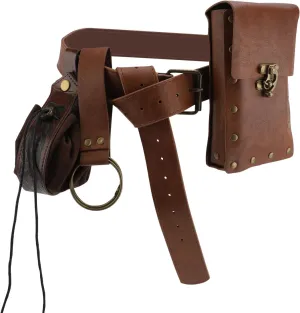 Decorative Leather Fanny Packs, Renaissance Style Belts, Fanny Packs and Steampunk Leather Pouches, Medieval Vintage Waist Leather Jewelry, Clothing Waist Bag