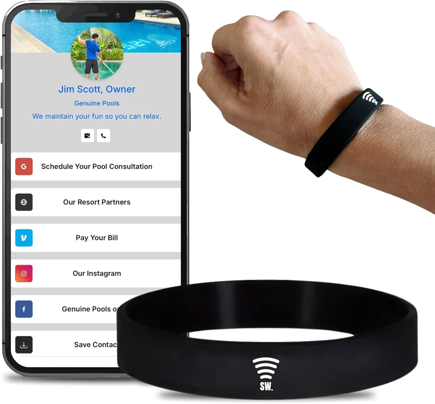 Digital Business Card Bracelet, Tap to Share NFC and QR Code Bracelet, Medical Alert Bracelet, Fundraising Bracelets, Networking Bracelet, Compatible with iPhone and Android