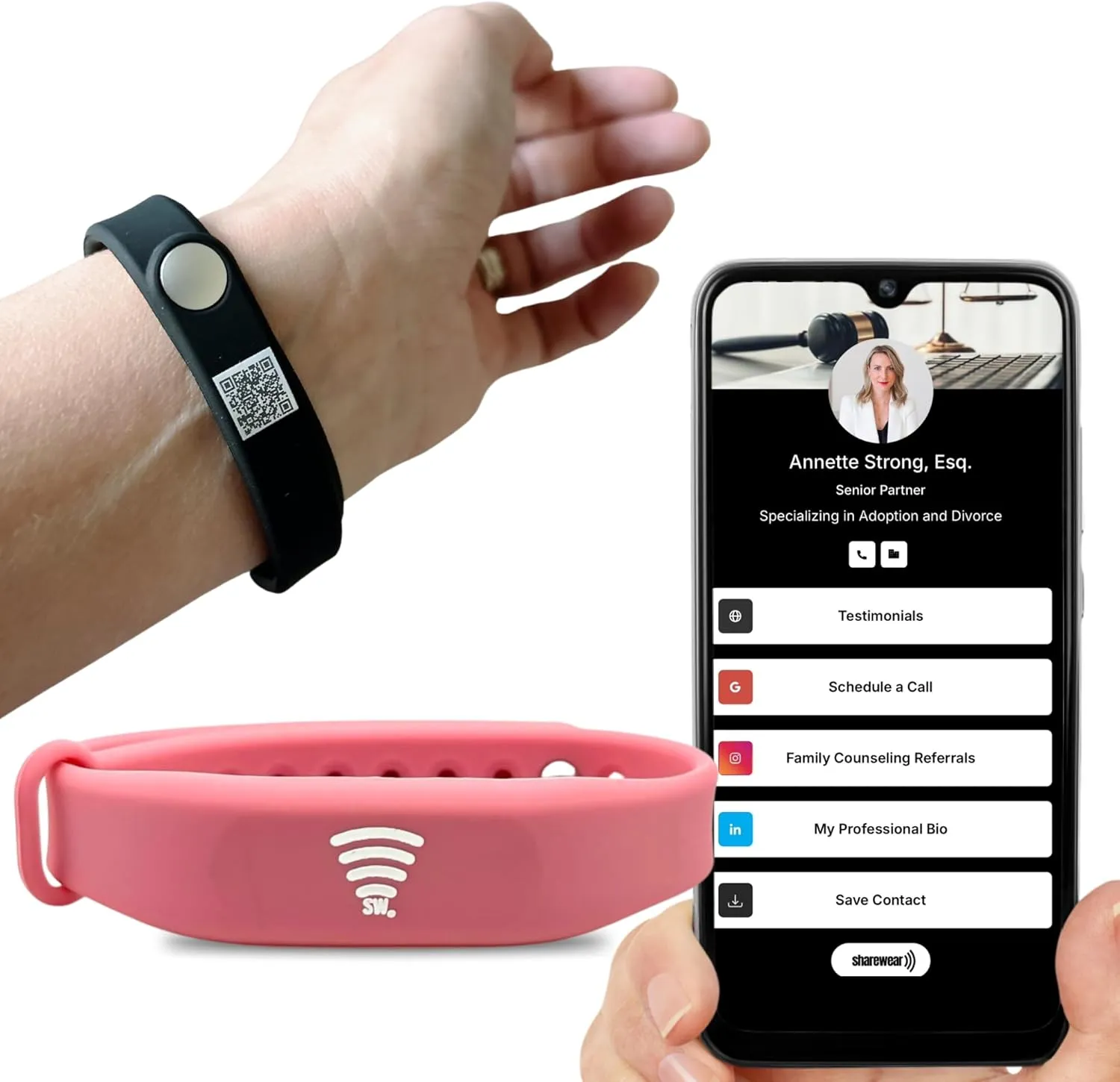 Digital Business Card Bracelet, Tap to Share NFC and QR Code Bracelet, Medical Alert Bracelet, Fundraising Bracelets, Networking Bracelet, Compatible with iPhone and Android