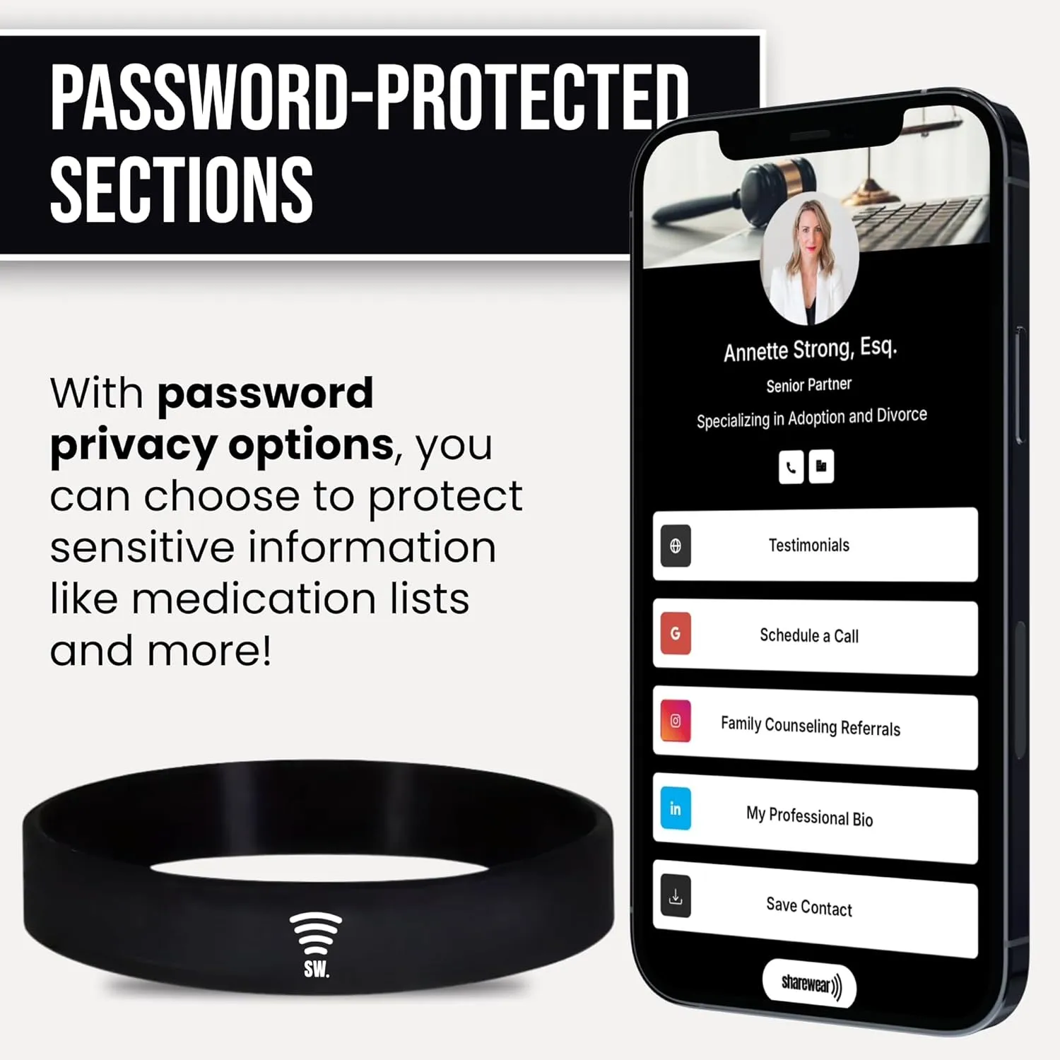 Digital Business Card Bracelet, Tap to Share NFC and QR Code Bracelet, Medical Alert Bracelet, Fundraising Bracelets, Networking Bracelet, Compatible with iPhone and Android