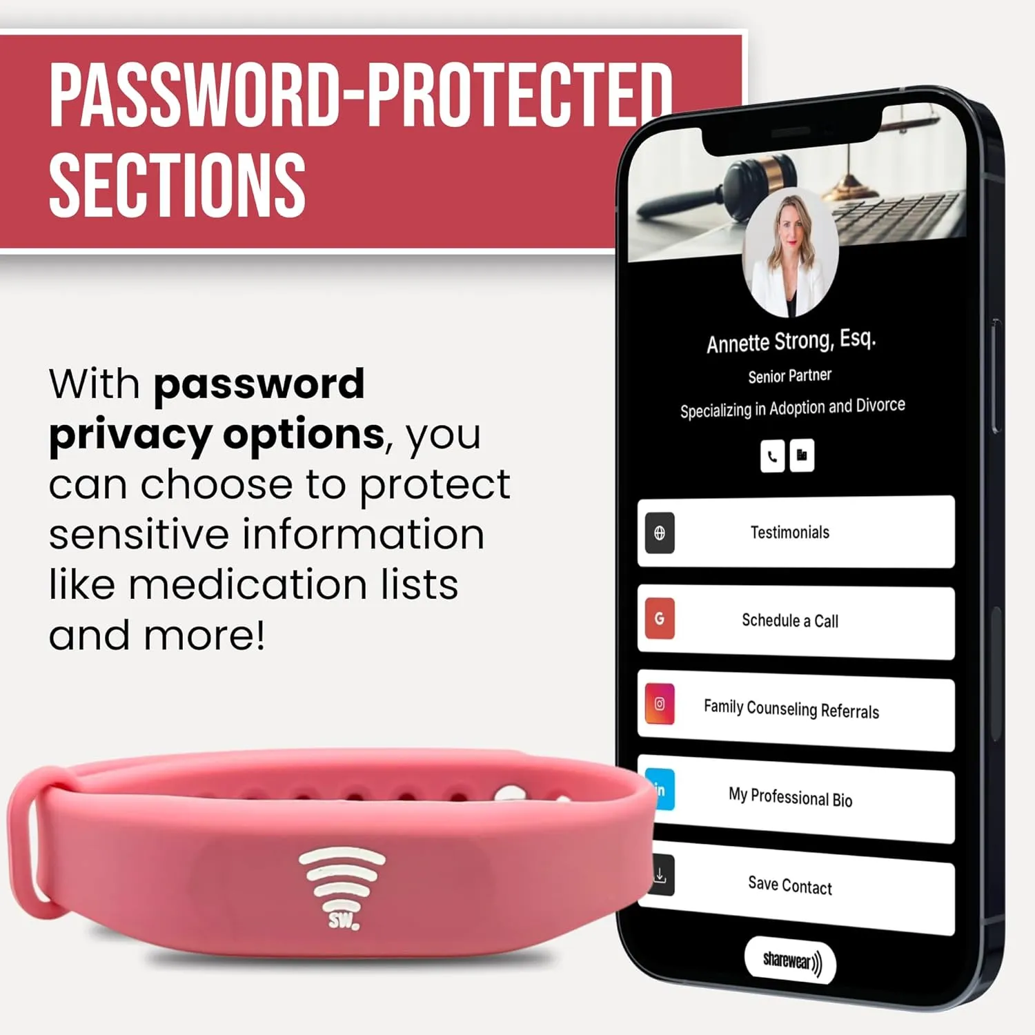 Digital Business Card Bracelet, Tap to Share NFC and QR Code Bracelet, Medical Alert Bracelet, Fundraising Bracelets, Networking Bracelet, Compatible with iPhone and Android