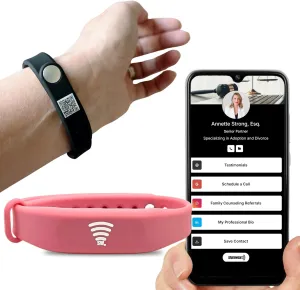 Digital Business Card Bracelet, Tap to Share NFC and QR Code Bracelet, Medical Alert Bracelet, Fundraising Bracelets, Networking Bracelet, Compatible with iPhone and Android