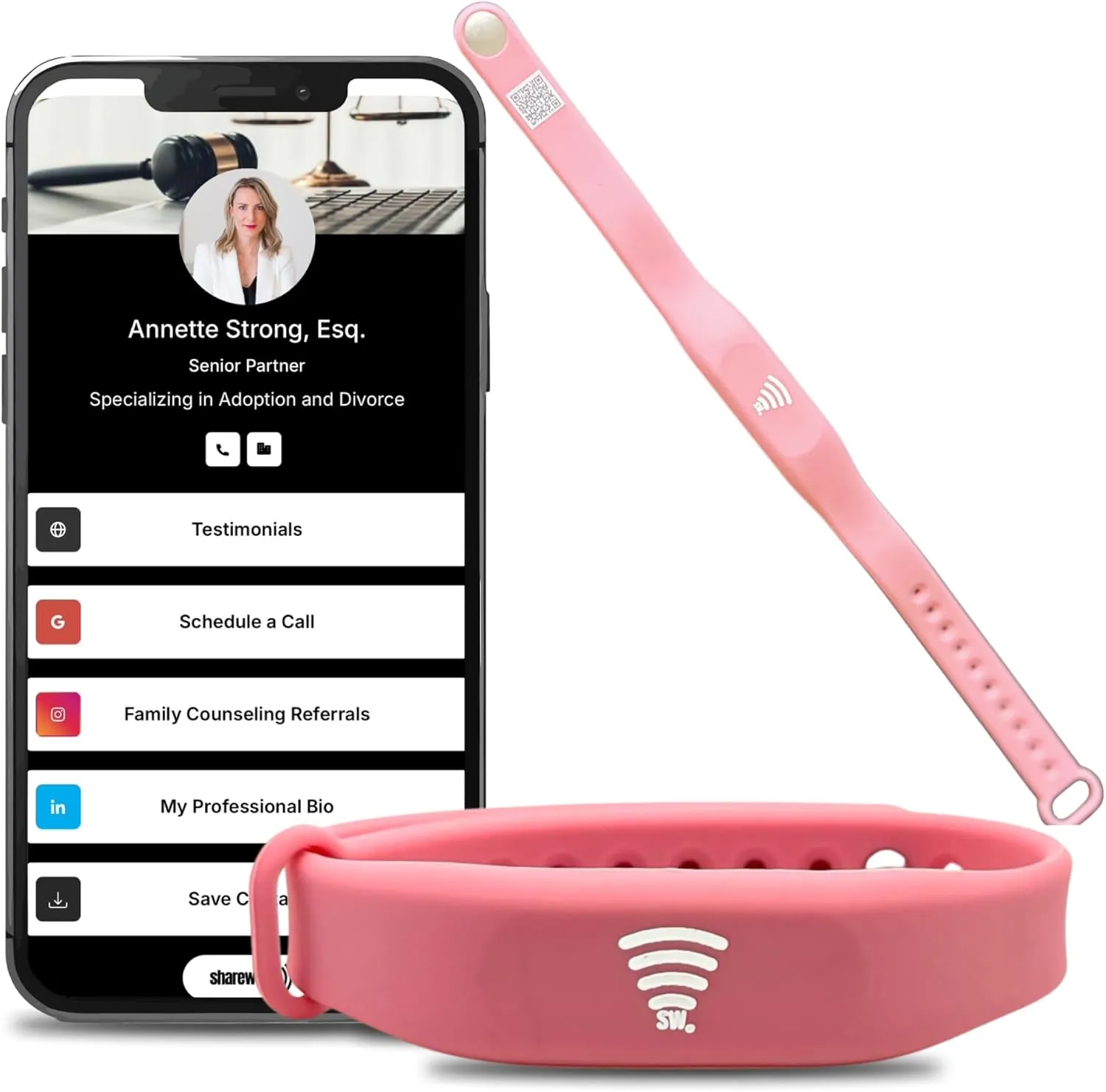 Digital Business Card Bracelet, Tap to Share NFC and QR Code Bracelet, Medical Alert Bracelet, Fundraising Bracelets, Networking Bracelet, Compatible with iPhone and Android