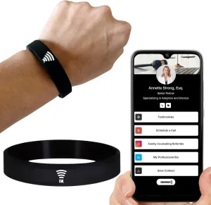 Digital Business Card Bracelet, Tap to Share NFC and QR Code Bracelet, Medical Alert Bracelet, Fundraising Bracelets, Networking Bracelet, Compatible with iPhone and Android