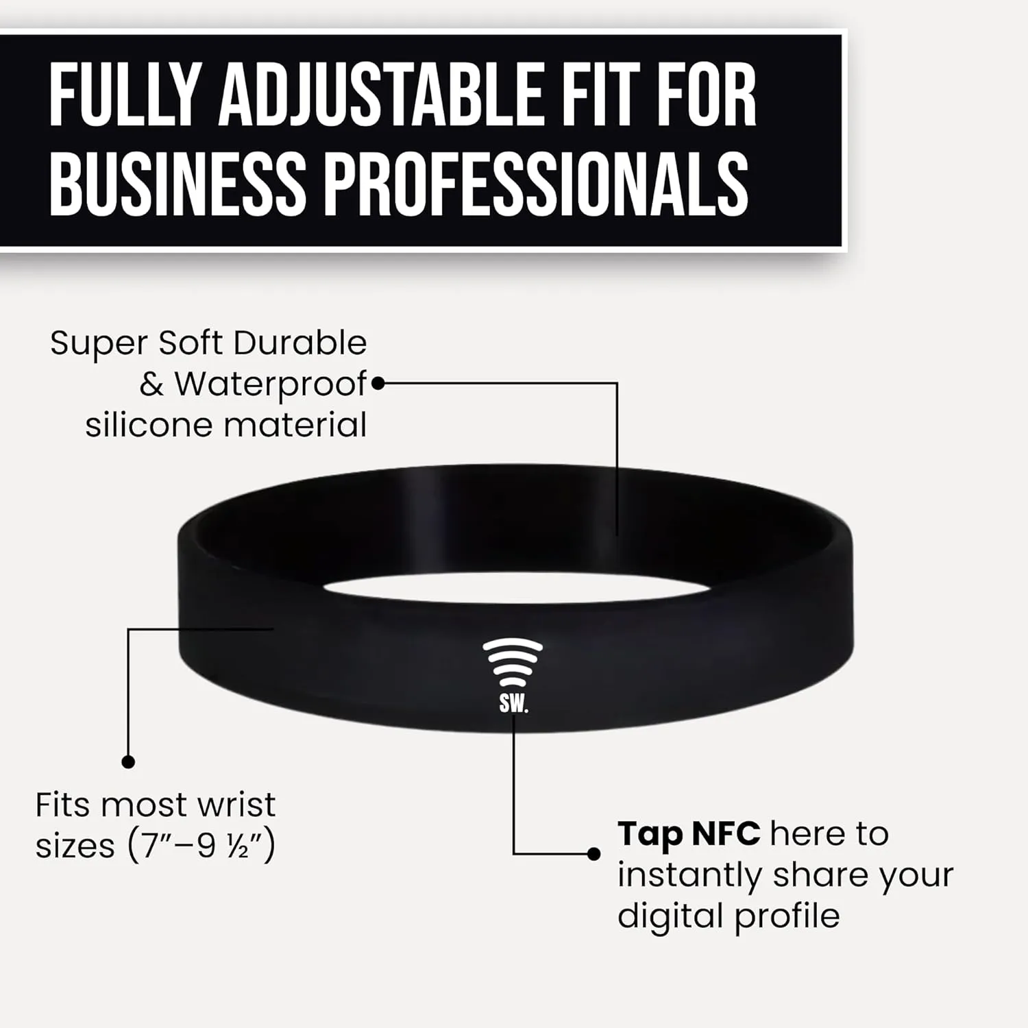 Digital Business Card Bracelet, Tap to Share NFC and QR Code Bracelet, Medical Alert Bracelet, Fundraising Bracelets, Networking Bracelet, Compatible with iPhone and Android