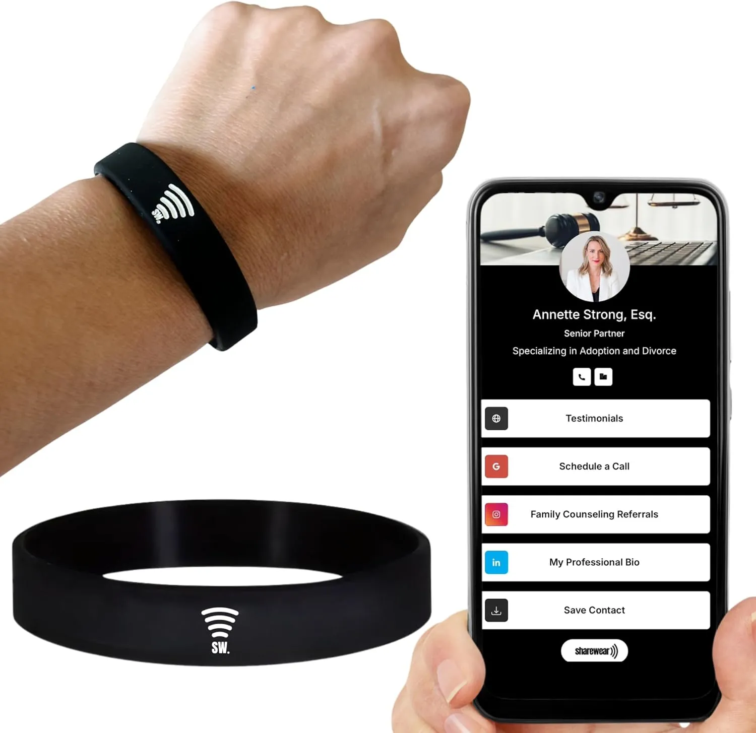 Digital Business Card Bracelet, Tap to Share NFC and QR Code Bracelet, Medical Alert Bracelet, Fundraising Bracelets, Networking Bracelet, Compatible with iPhone and Android