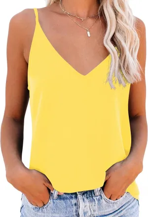 Diosun Women's V Neck Spaghetti Strappy Tank Tops Sexy Casual Loose Sleeveless Shirts Camisole