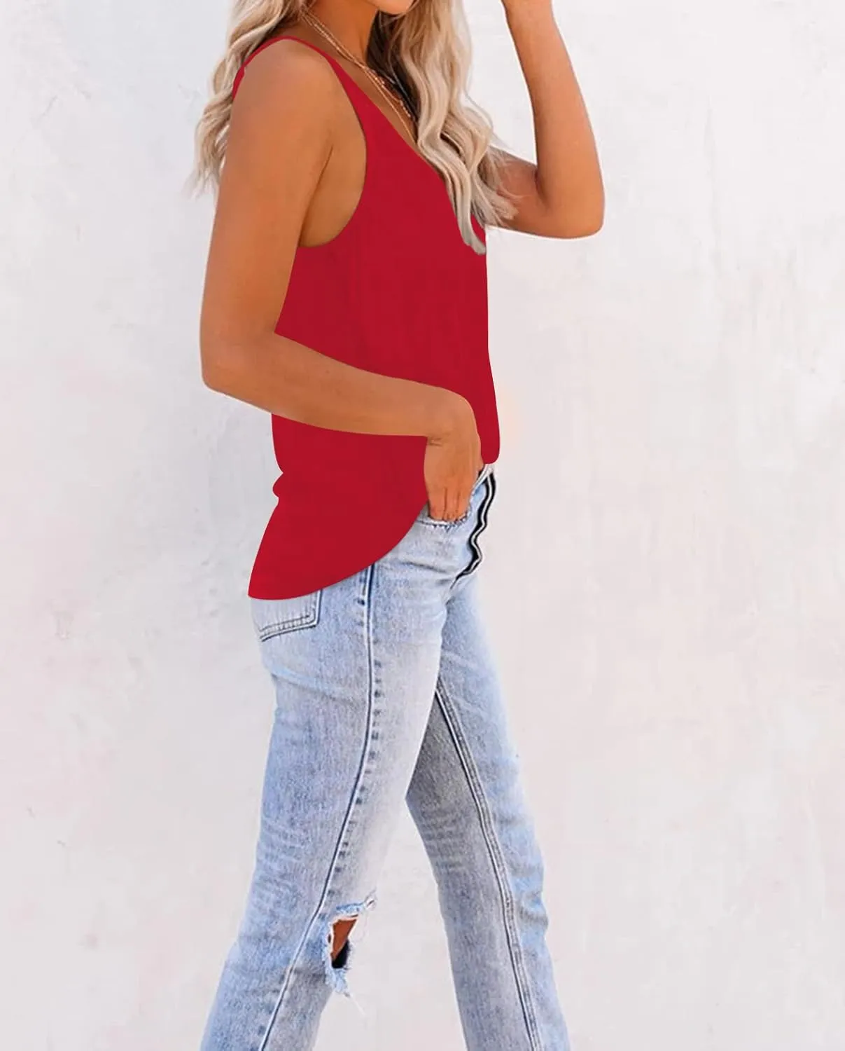 Diosun Women's V Neck Spaghetti Strappy Tank Tops Sexy Casual Loose Sleeveless Shirts Camisole
