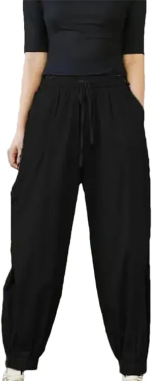 Disimlarl Women Casual Harem Pants Elastic Waist Loose Pants High Waist Ankle-Length Cotton Pants