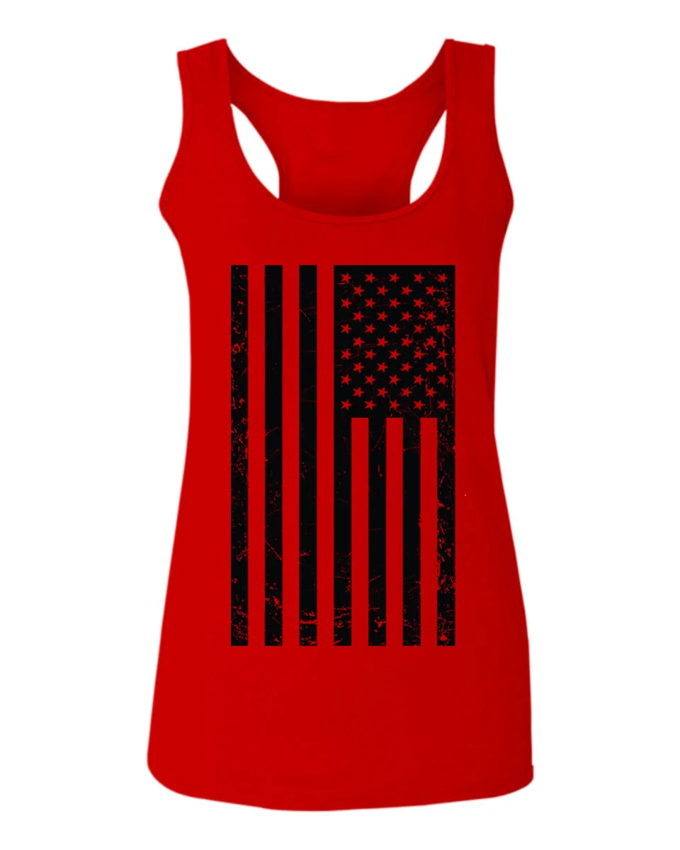 Distressed American USA United States of America Military Marine us Navy Army Big Flag  women's Tank Top sleeveless Racerback