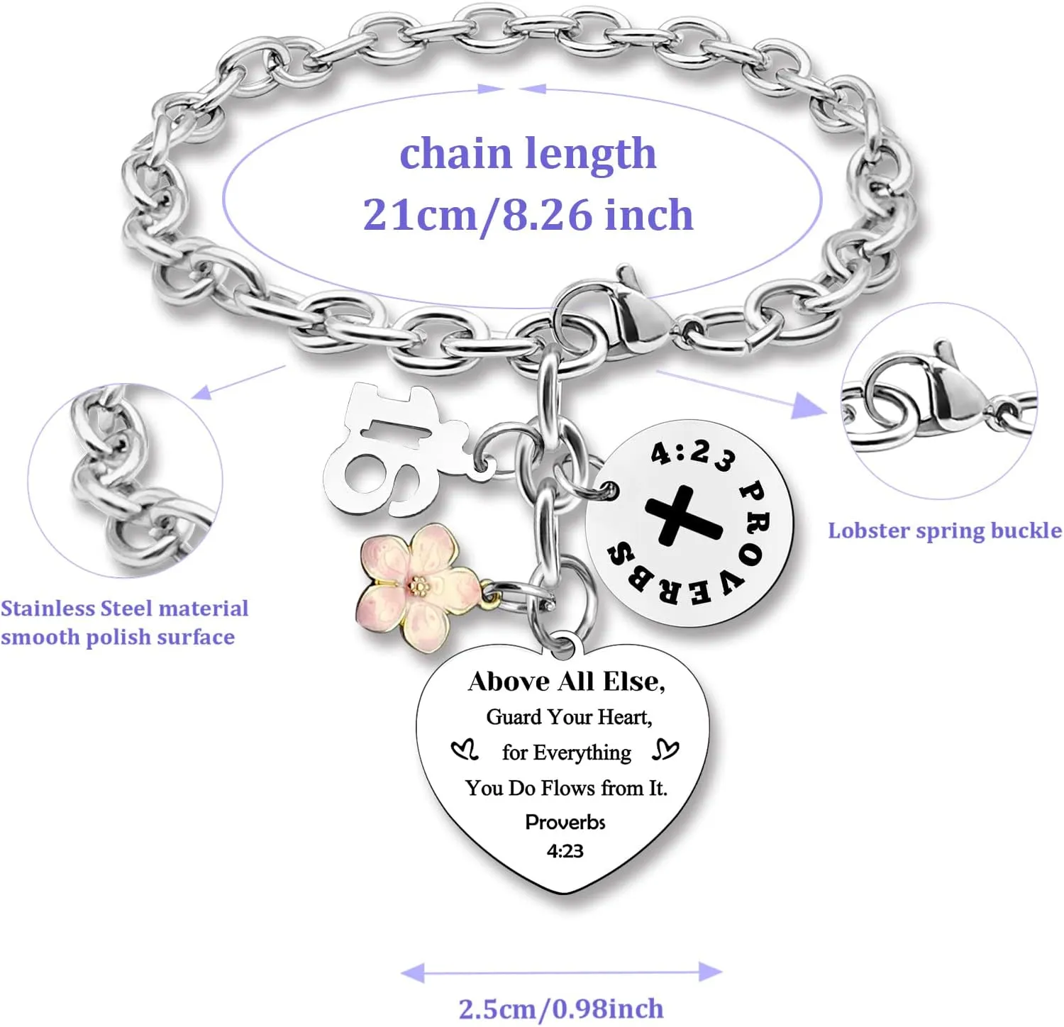 DlaeKua Birthday Gifts for Girls Bracelet Birthday Charm Bracelets Stainless Steel Bracelet Gift for Women Girls 13 15 16 18 21 Year Old Daughter Granddaughter Birthday Present