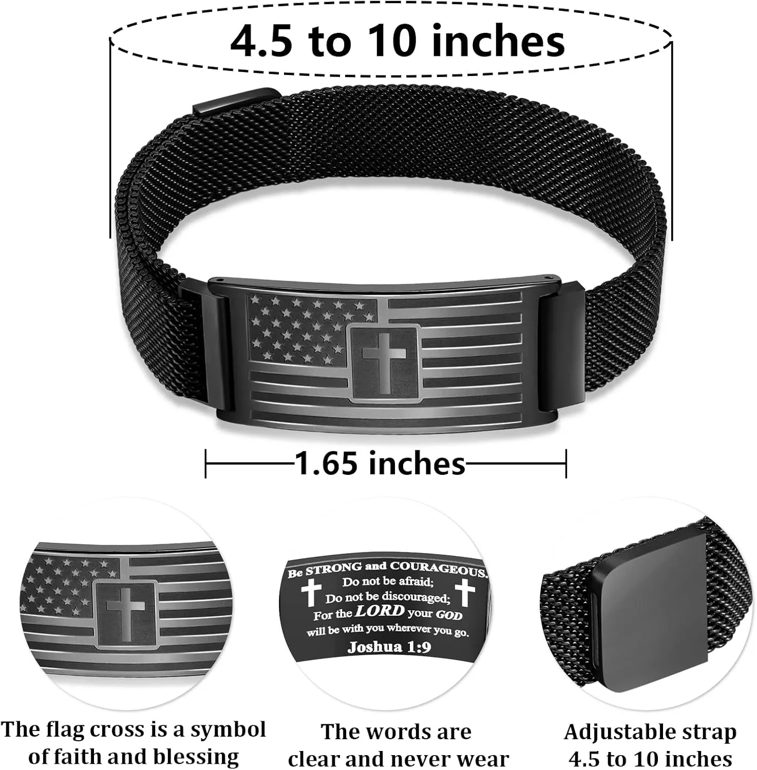 DouDiner Graduation Gifts-American Flag/Flag Cross Bracelet for Men,Stainless Steel Bible Verse Bracelets Jewelry Gift,Graduation Gifts for Him Men