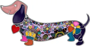 DOWAY Cartoon Cute Dachshund Dog Enamel Lapel Pet Pin Brooch Badges Scarf Clothes Bags Decoration Fashion Jewelry Gift for Women Girls Kids (Purple)