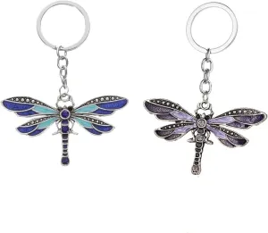 Dragonfly Keychain, 2PCS Jewellery Keychain, Dragonfly Keychains for Women Womens Wallet(Blue Purple)