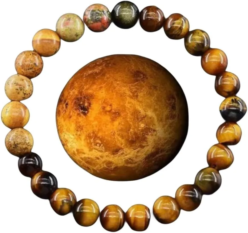 Eight Planets Bead Bracelet Men Women Natural Stone Universe Solar System Sun Earth Moon Saturn Uranus Planet Handmade Jewelry Gift