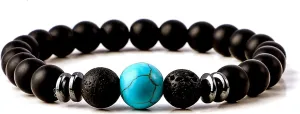 Eigso 7 Chakra Beads Bracelets for Women and Men Matte Black Stone Bracelet for Buddhist Prayer