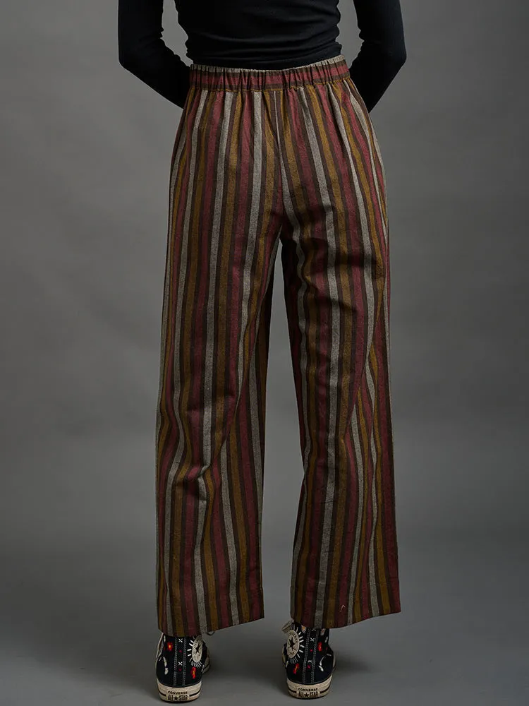 Emmy Drawstring Pant - Chocolate Stripe