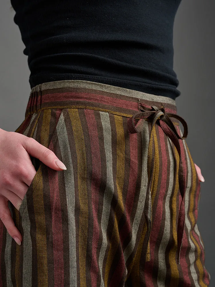 Emmy Drawstring Pant - Chocolate Stripe