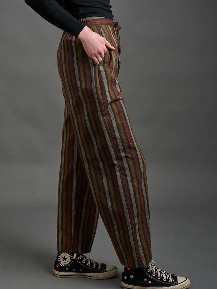 Emmy Drawstring Pant - Chocolate Stripe