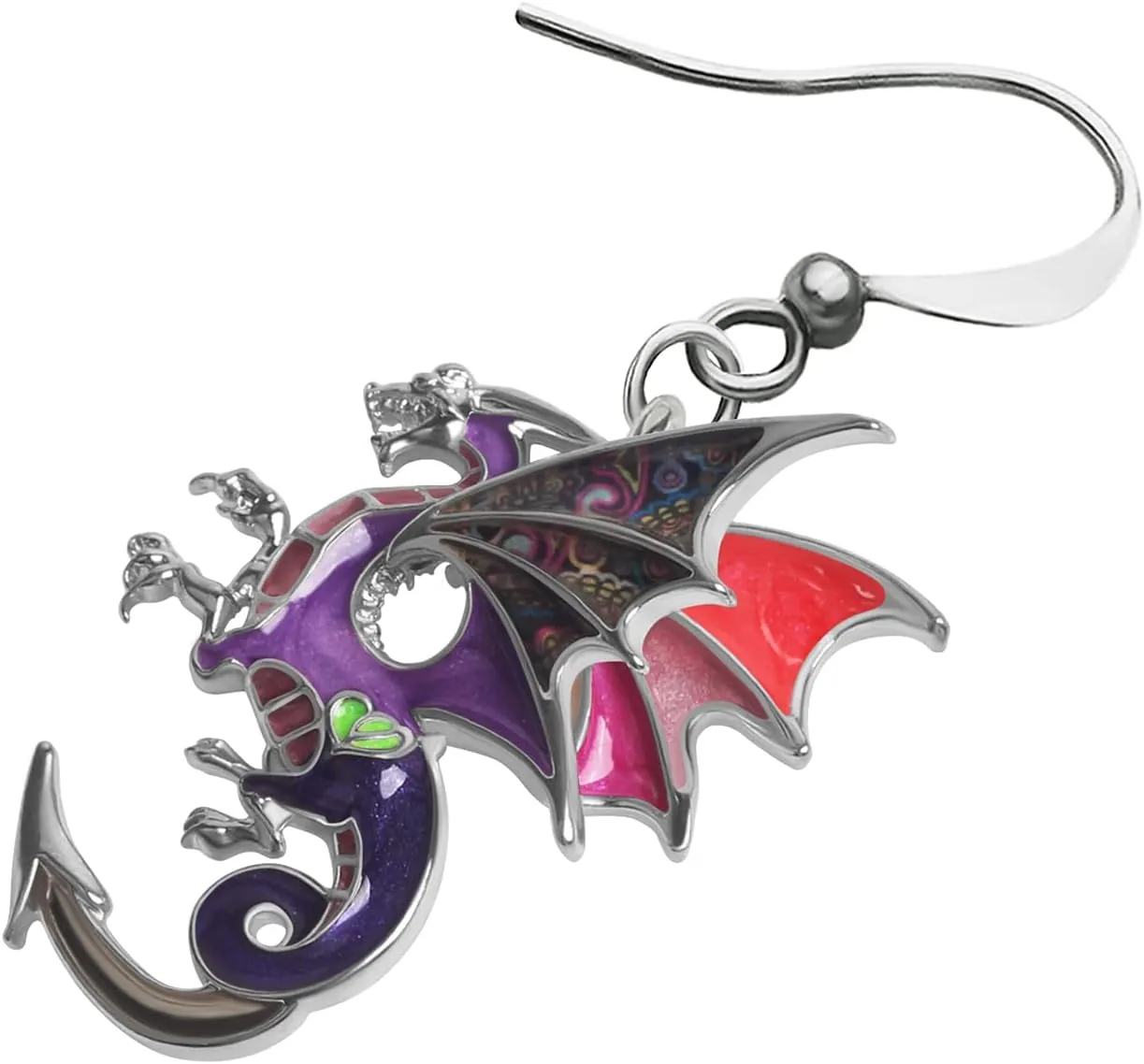 Enamel Alloy Mythical Dragon Earrings Dinosaur Dangle Novelty Jewelry Charms Gifts for Women Girls