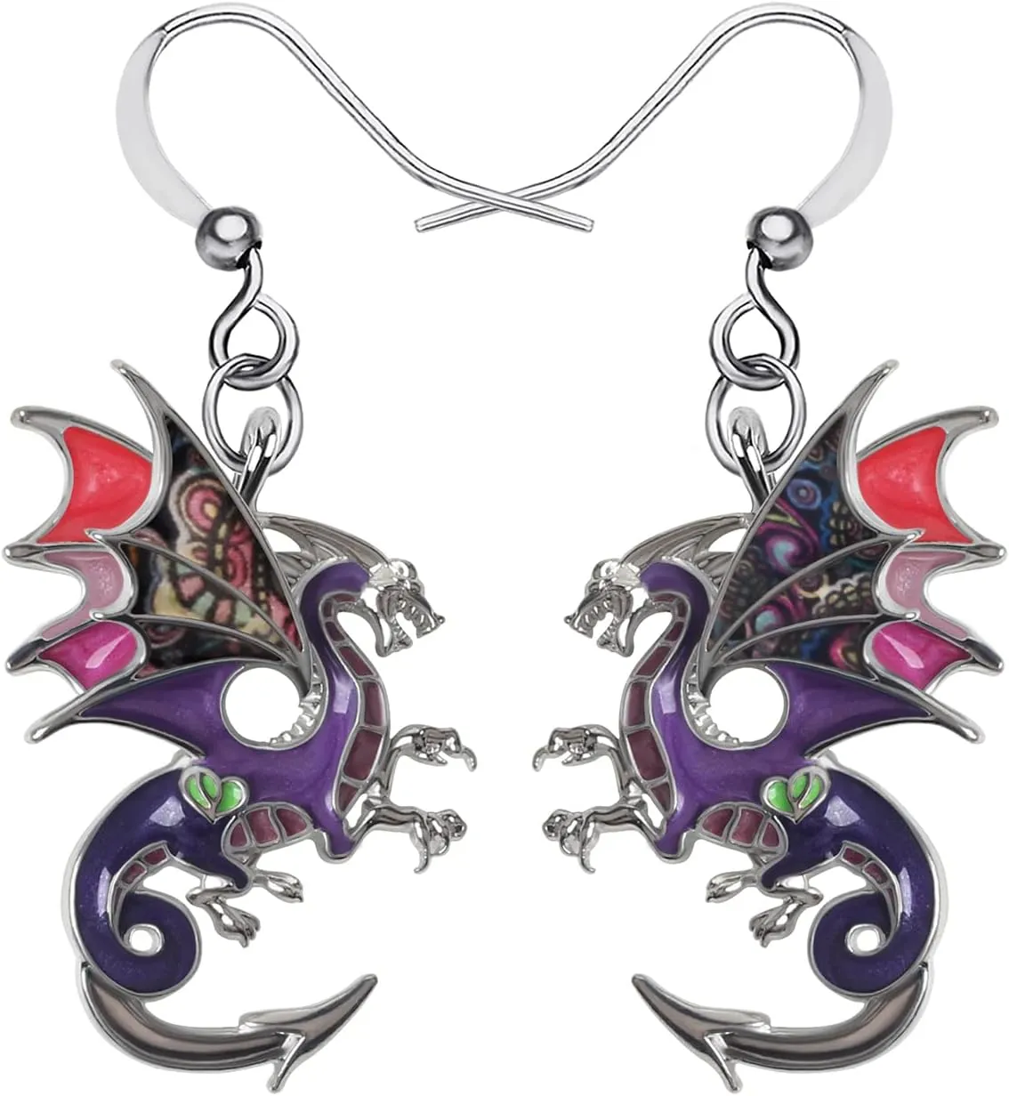 Enamel Alloy Mythical Dragon Earrings Dinosaur Dangle Novelty Jewelry Charms Gifts for Women Girls