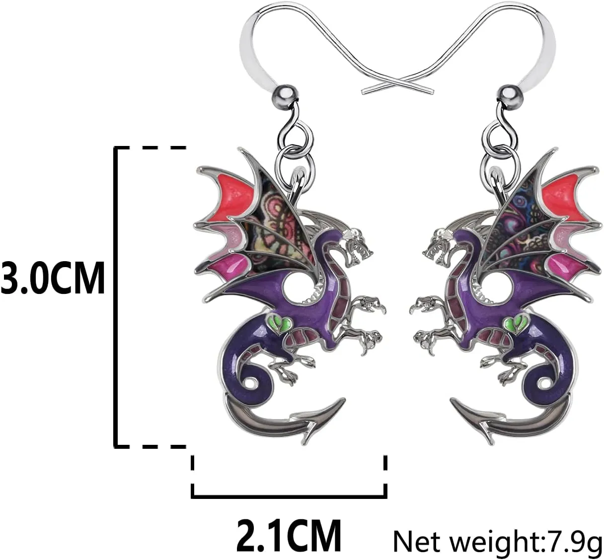 Enamel Alloy Mythical Dragon Earrings Dinosaur Dangle Novelty Jewelry Charms Gifts for Women Girls