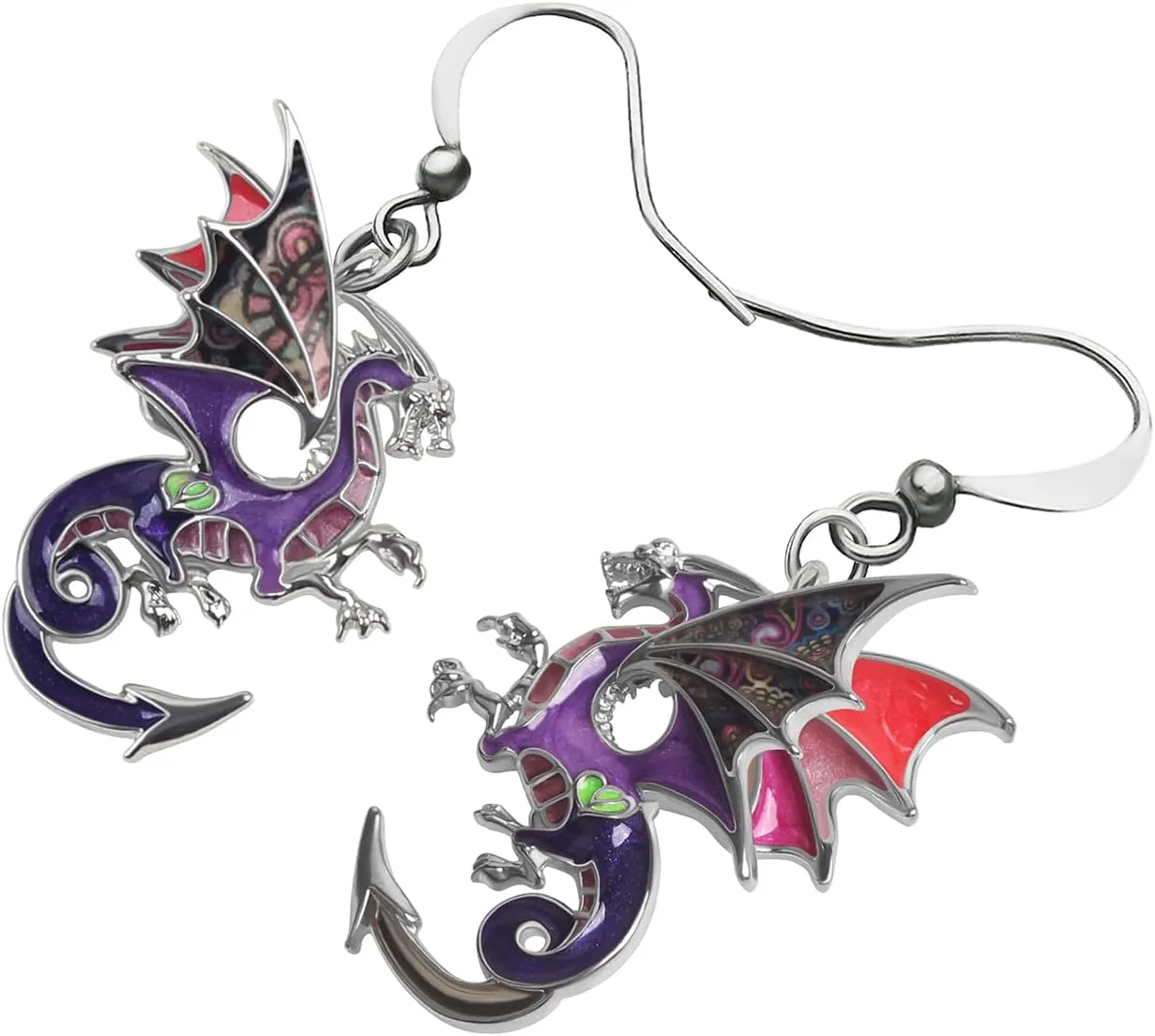 Enamel Alloy Mythical Dragon Earrings Dinosaur Dangle Novelty Jewelry Charms Gifts for Women Girls