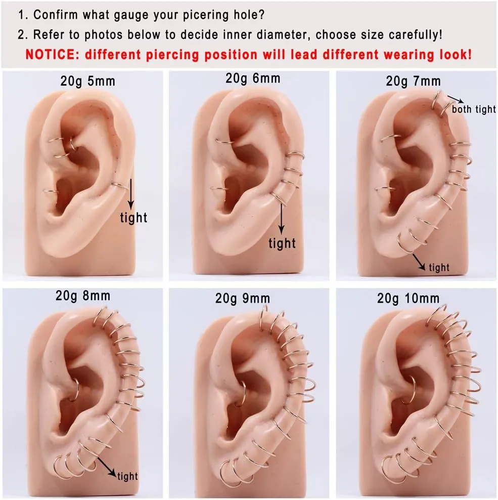 FANSING Men Women 316L Surgical Steel Hinged Nose Rings Hoop for Nostril Septum Cartilage Helix Daith Tragus Rook Conch Lip Ear Lobe Piercings