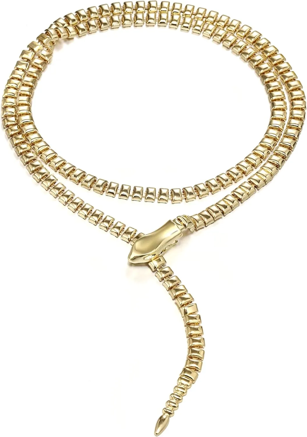 FANZE Fashion Gold Plated Adjustable Snake Necklace for Women Serpent Medusa Choker Necklace Waist Chain Jewelry Gift for Halloween